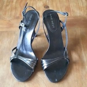 Nine West bronze leather heels